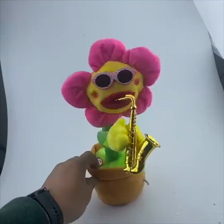Dancing singing sunflower toy – interactive musical plush with recording feature for kids