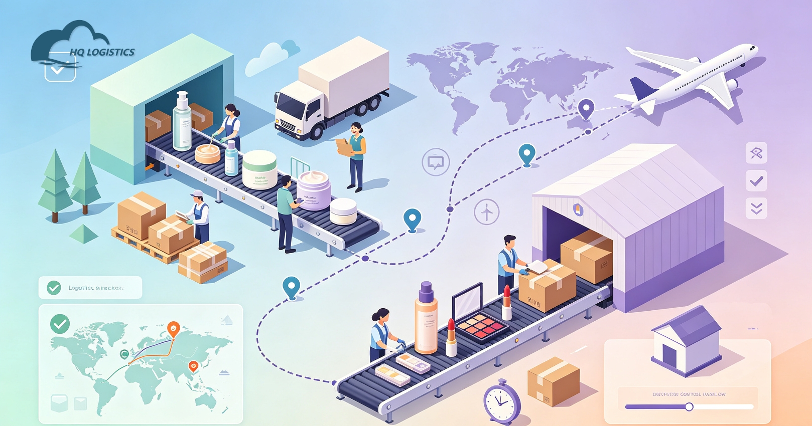 US cosmetics shipping, Shopify beauty fulfillment, beauty product shipping USA, skincare shipping USA, cosmetics logistics, Shopify cosmetics shipping, dropshipping beauty products, sensitive goods shipping, US beauty fulfillment, HQ LOGISTICS beauty shipping