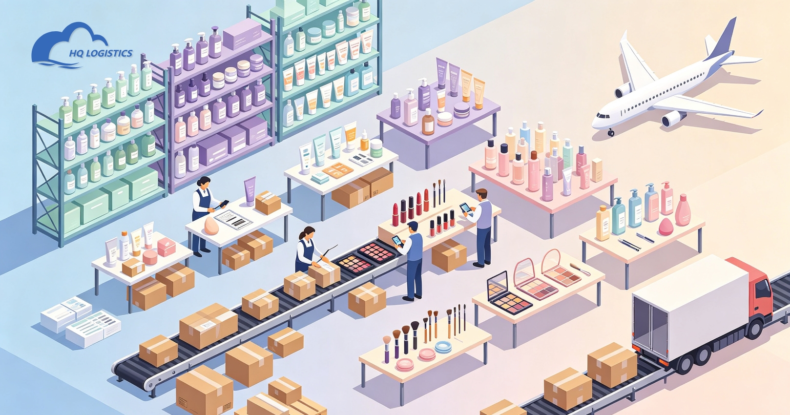 US cosmetics shipping, Shopify beauty fulfillment, beauty product shipping USA, skincare shipping USA, cosmetics logistics, Shopify cosmetics shipping, dropshipping beauty products, sensitive goods shipping, US beauty fulfillment, HQ LOGISTICS beauty shipping
