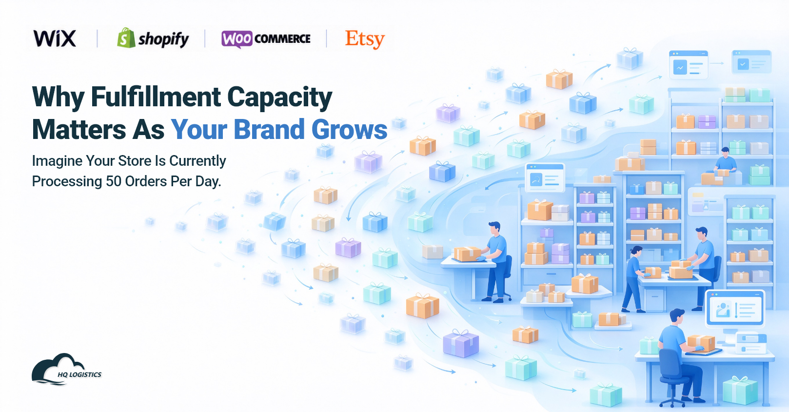 Why Fulfillment Capacity Matters as Your Brand Grows.png 20,000 orders per day fulfillment, high volume fulfillment, high volume ecommerce fulfillment, ecommerce fulfillment center, fulfillment center for growing brands, large scale order fulfillment, scalable fulfillment, high volume order fulfillment, China fulfillment center, global ecommerce fulfillment, Shopify fulfillment, Wix fulfillment, WooCommerce fulfillment, Etsy fulfillment, 3–8 day delivery, and fulfillment partner for growing brands.