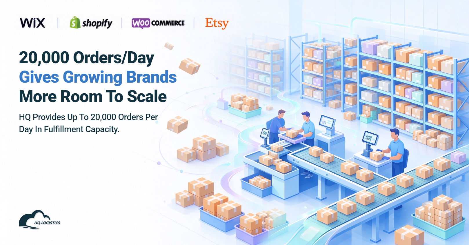 20,000 Orders-Day Gives Growing Brands More Room to Scale.png 20,000 orders per day fulfillment, high volume fulfillment, high volume ecommerce fulfillment, ecommerce fulfillment center, fulfillment center for growing brands, large scale order fulfillment, scalable fulfillment, high volume order fulfillment, China fulfillment center, global ecommerce fulfillment, Shopify fulfillment, Wix fulfillment, WooCommerce fulfillment, Etsy fulfillment, 3–8 day delivery, and fulfillment partner for growing brands.